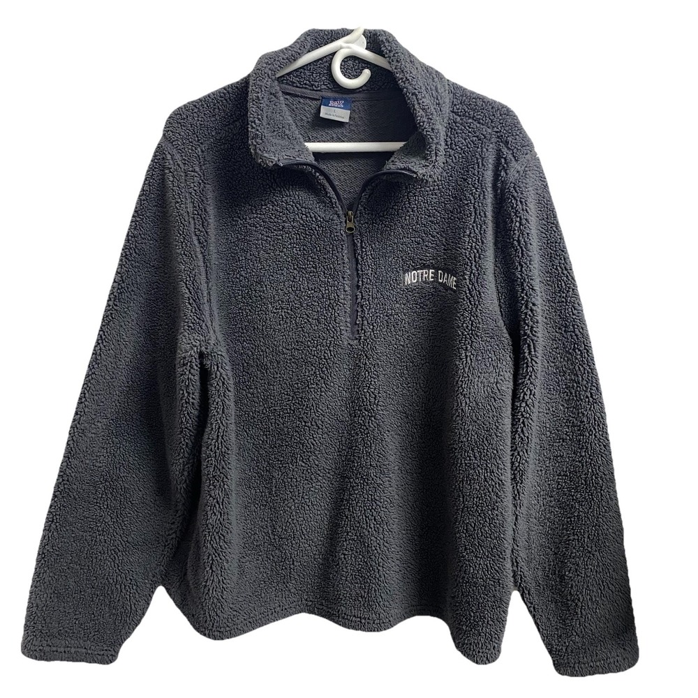 MV Sport Notre Dame Women's Dark Gray Fleece 1/4 Zip Long Sleeve Pull Over Sz. L